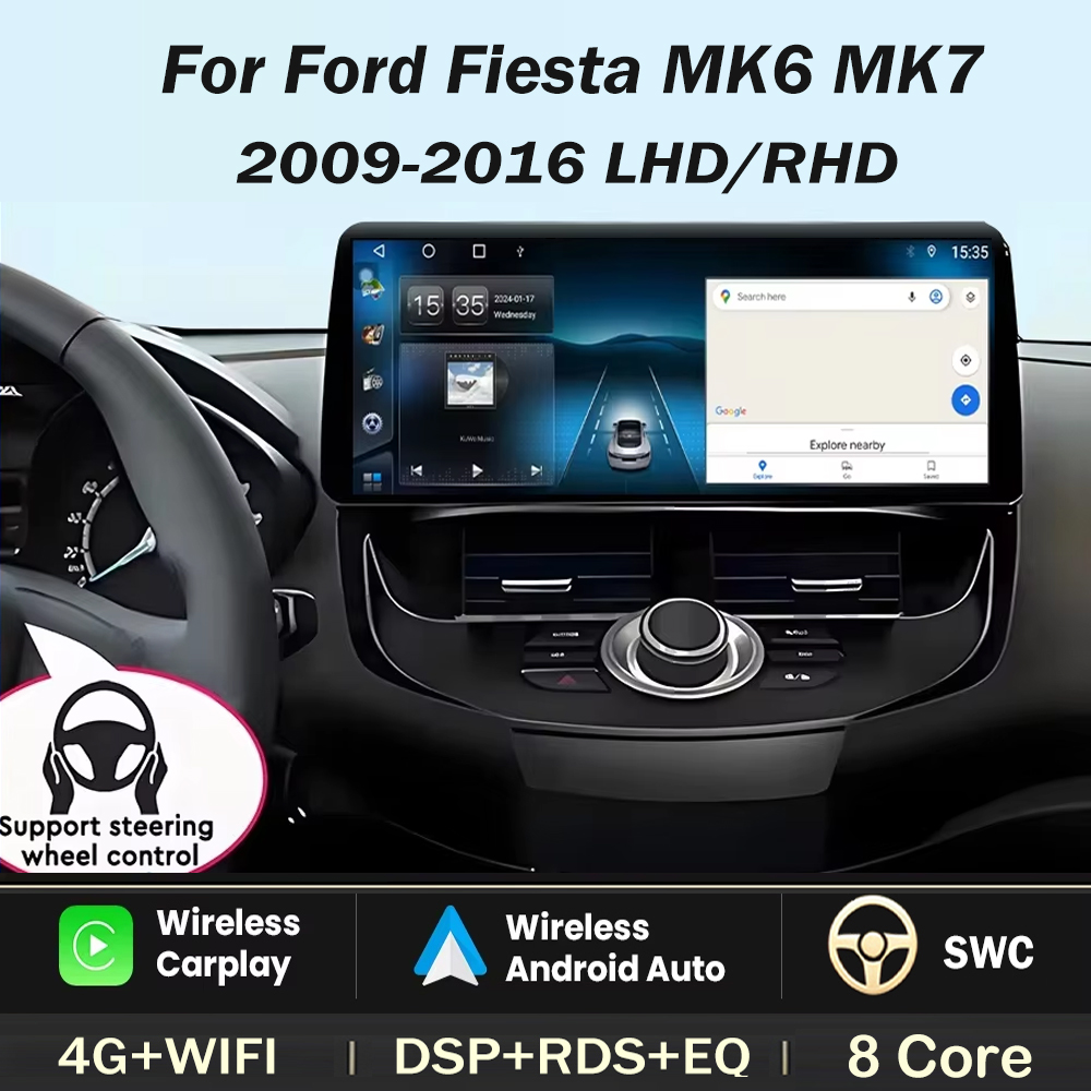 Ddr5 8Gb - 12,3-calowy-Do-Ford-Fiesta-MK6-MK7-2009-2010-2011---2016-LHD-RHD-Multimedia-Odtwarzacz-Wideo-Radio-Automobilowe-Android-GPS-bezprzewodowy-Carplay